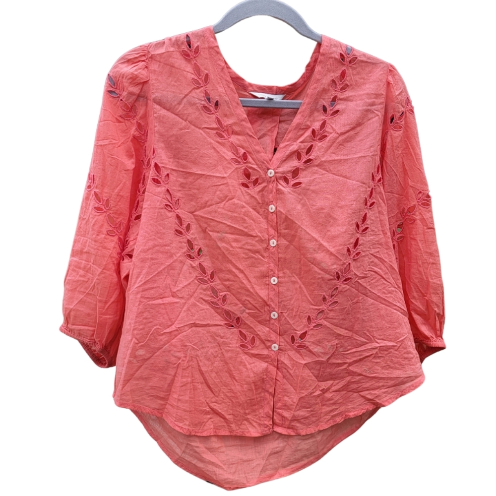 Lucky Brand Pink Oversized Boxy Blouse 3/4 Sleeve